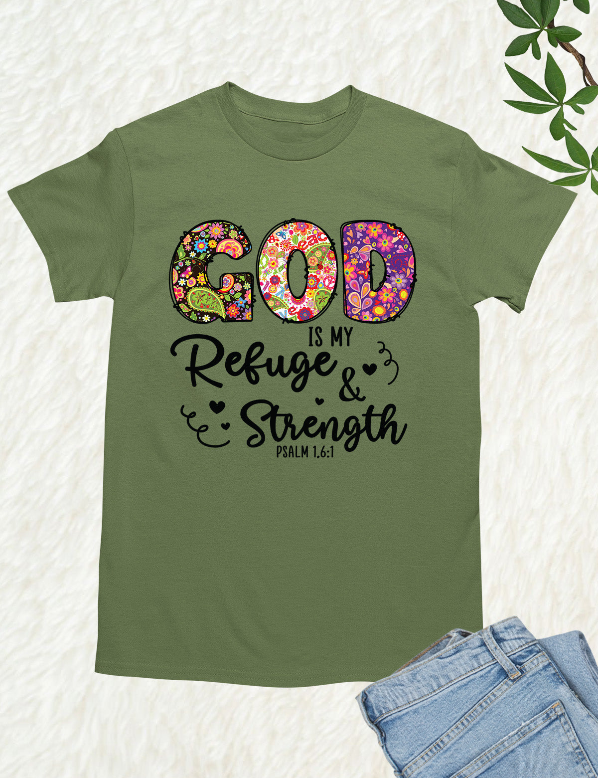 God is My Refuge Bible Verse T Shirt