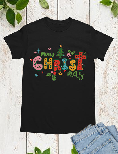 Boho Christian Merry Christmas Tree Shirts