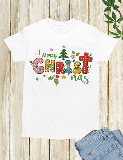 Boho Christian Merry Christmas Tree Shirts