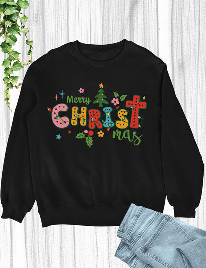 Boho Christian Merry Christmas Tree Shirts