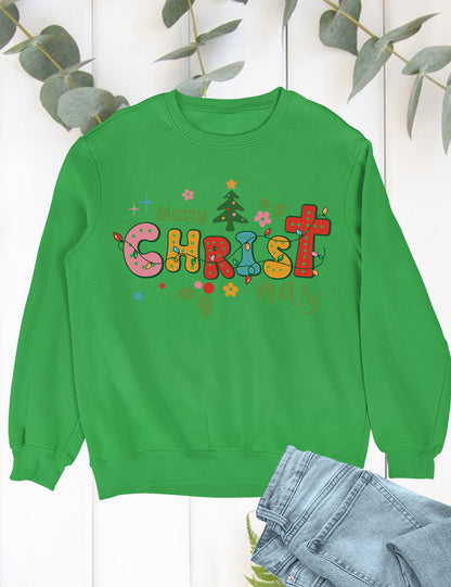 Boho Christian Merry Christmas Tree Shirts