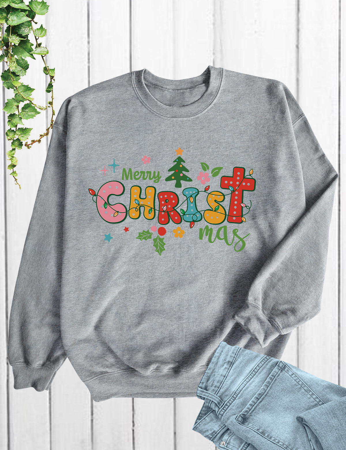 Boho Christian Merry Christmas Tree Shirts