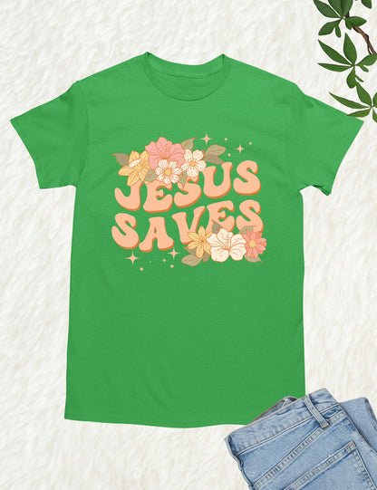 Jesus Saves Flower T Shirt