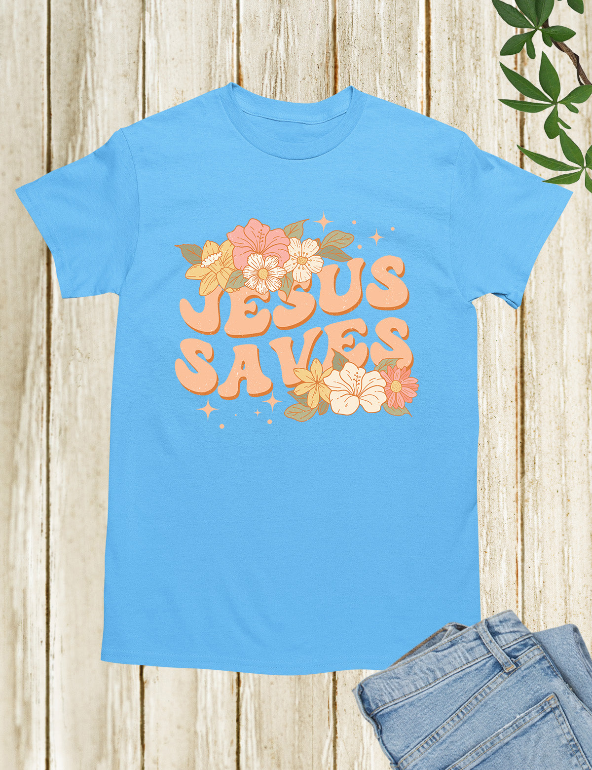 Jesus Saves Flower T Shirt