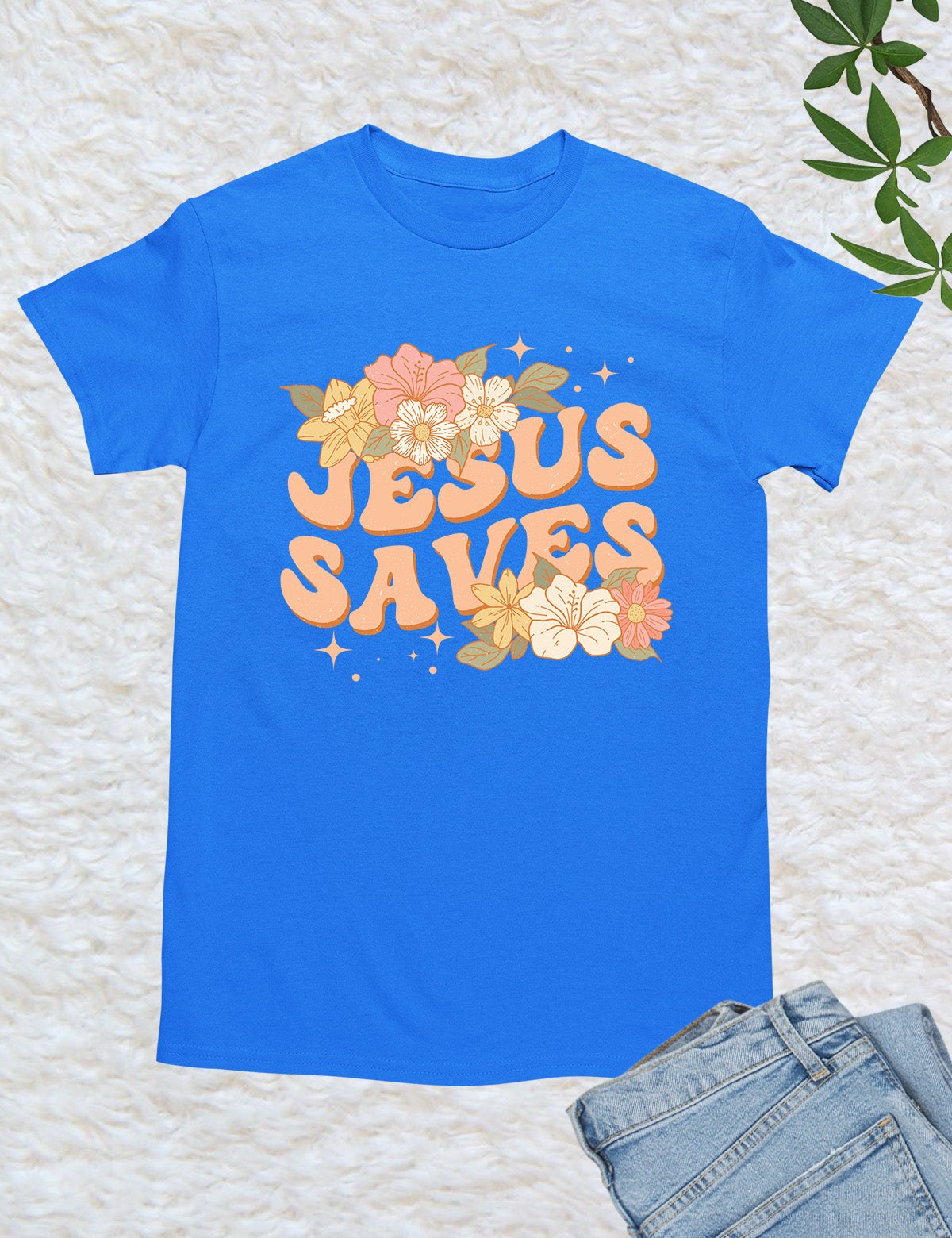 Jesus Saves Flower T Shirt