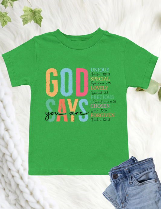 God Says You Are Boho Christian Kids T Shirt