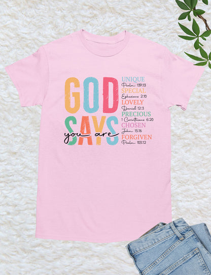 God Says You Are Boho Christian T Shirt