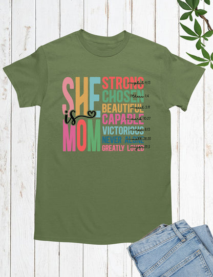 She is Mom Bible Verse Christian Shirts