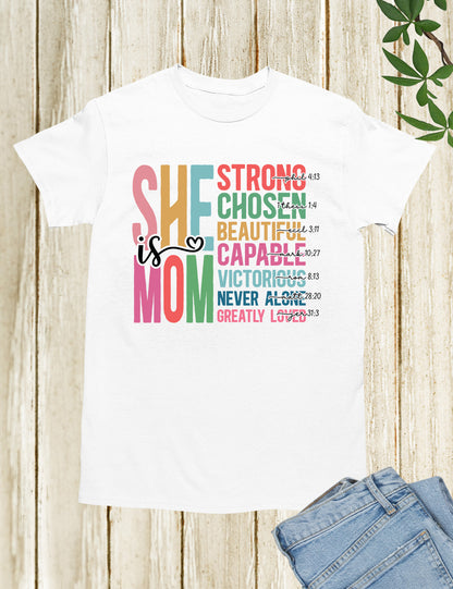 She is Mom Bible Verse Christian Shirts