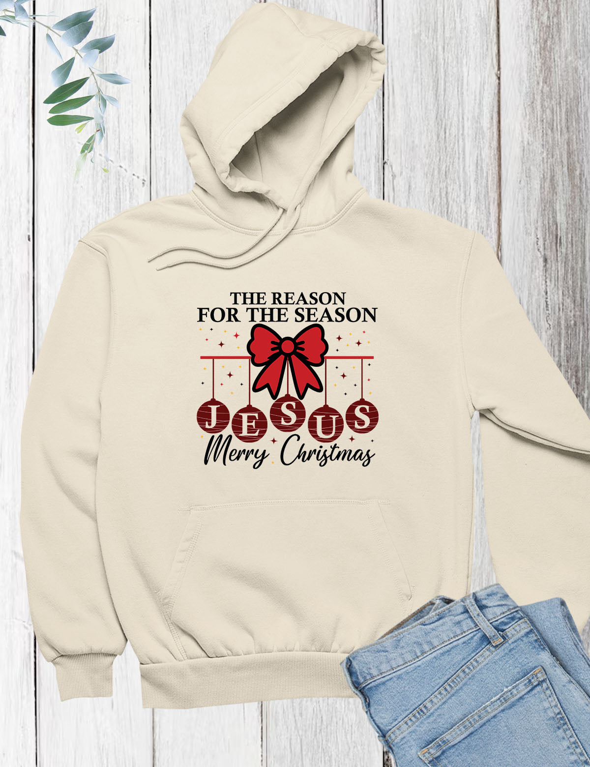 Christian Christmas Hoodie Christmas Cross