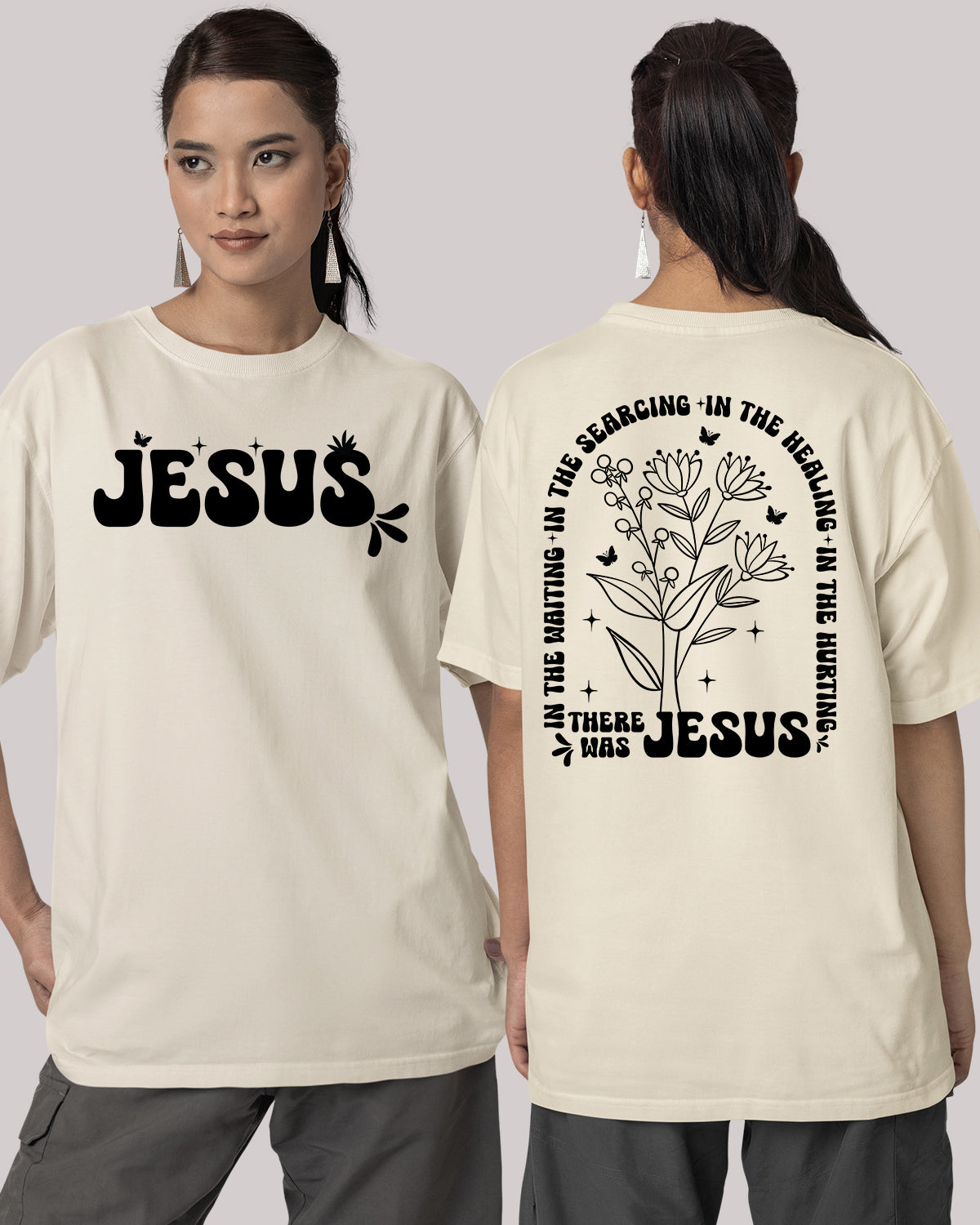 In The Waiting I The Searching In The Healing In The Hurting There Was Jesus Boho Christian Front Back T Shirt