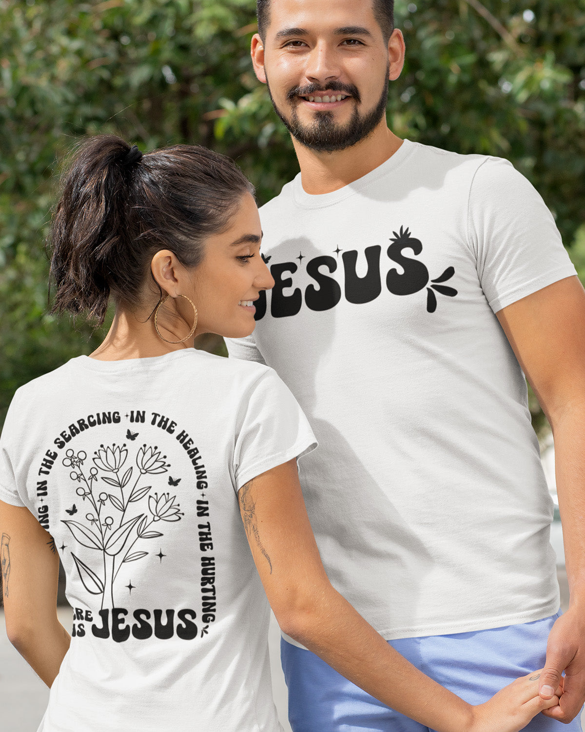 In The Waiting I The Searching In The Healing In The Hurting There Was Jesus Boho Christian Front Back T Shirt