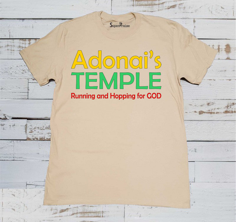 Adonai's Temple Running & Hoping for God Christian Beige T-shirt