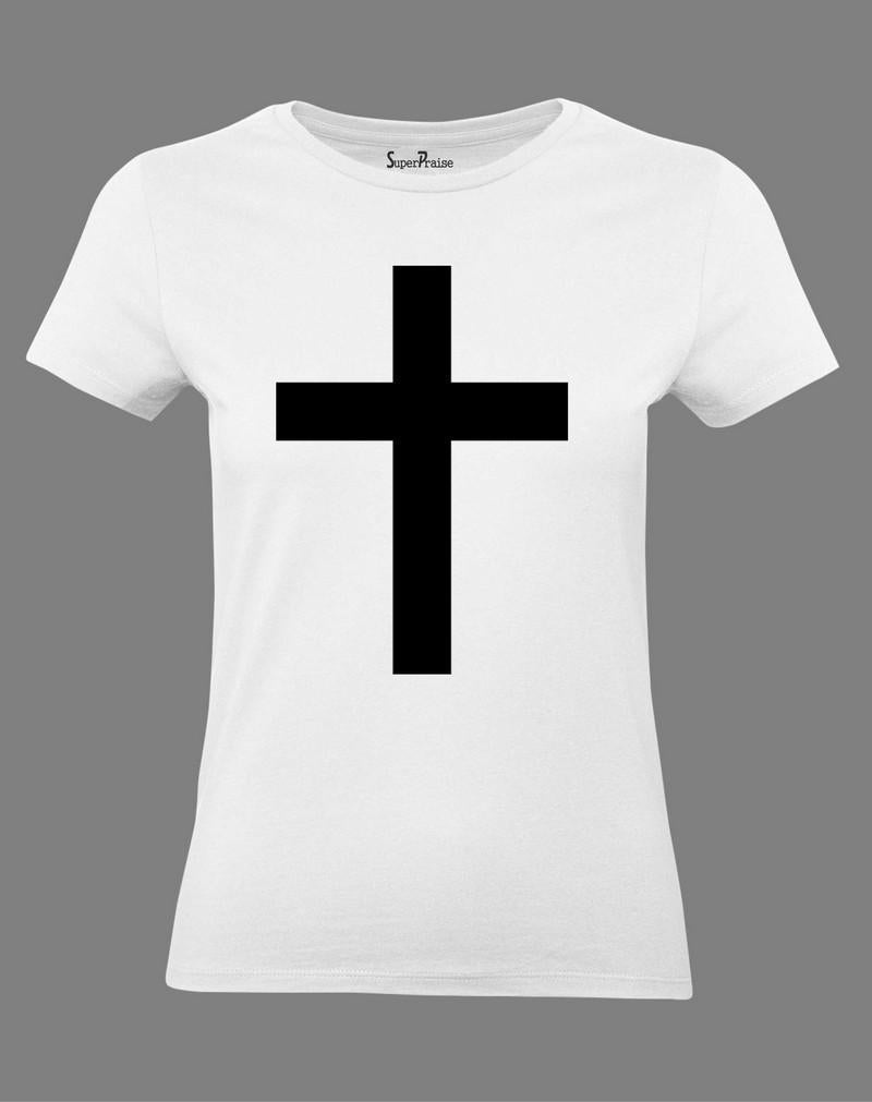 Christian Women T Shirt Cross Bible Holy Jesus White Tee