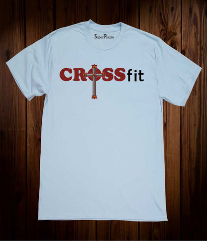 Crossfit Christian Cross Religious Sky Blue T-shirt