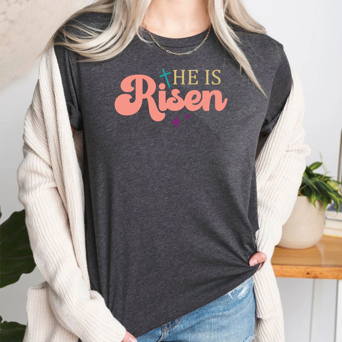 He is Risen Jesus Lover Religious Bible Verse Quotes Faith T-Shirts