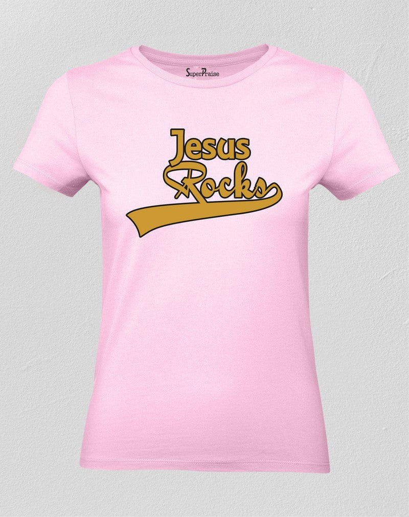 Christian Women T Shirt Jesus Rocks Cross