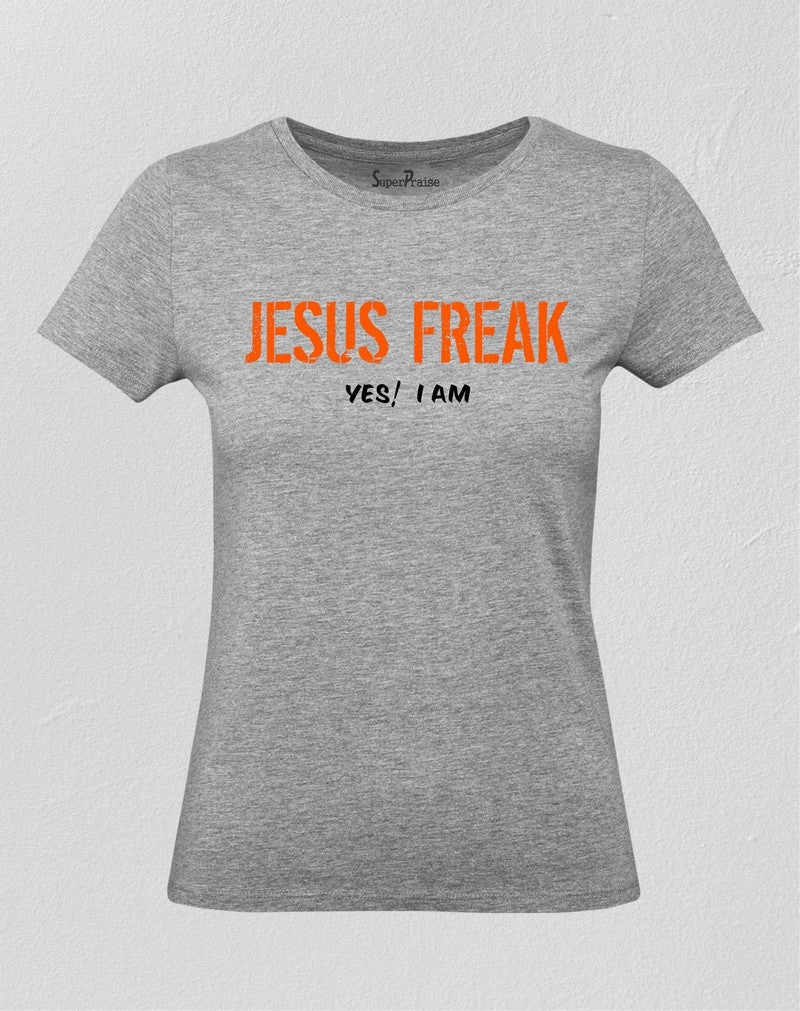 SuperPraise Jesus Freak Yes! I Am Christian T Shirt Grey / X-Large