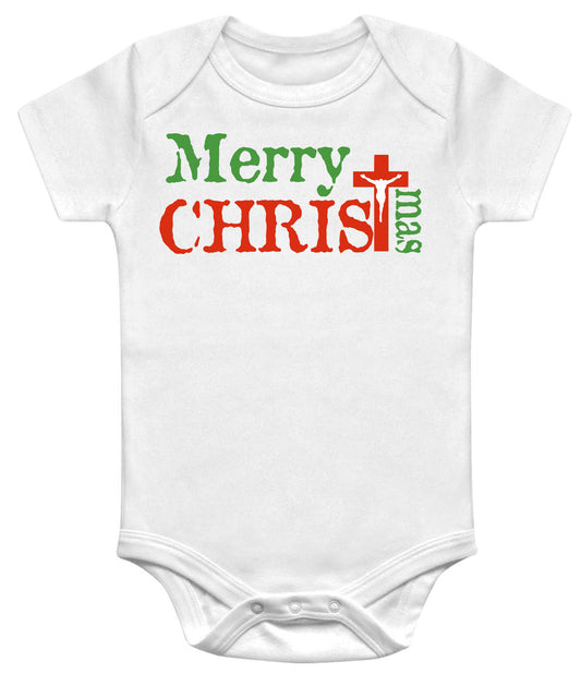 Merry Christmas Jesus Christ Christian Baby Bodysuit