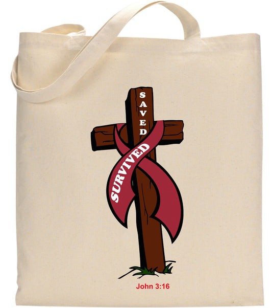 Jesus Christ Saved and I Survived Healing Prayer Christian Tote Bag