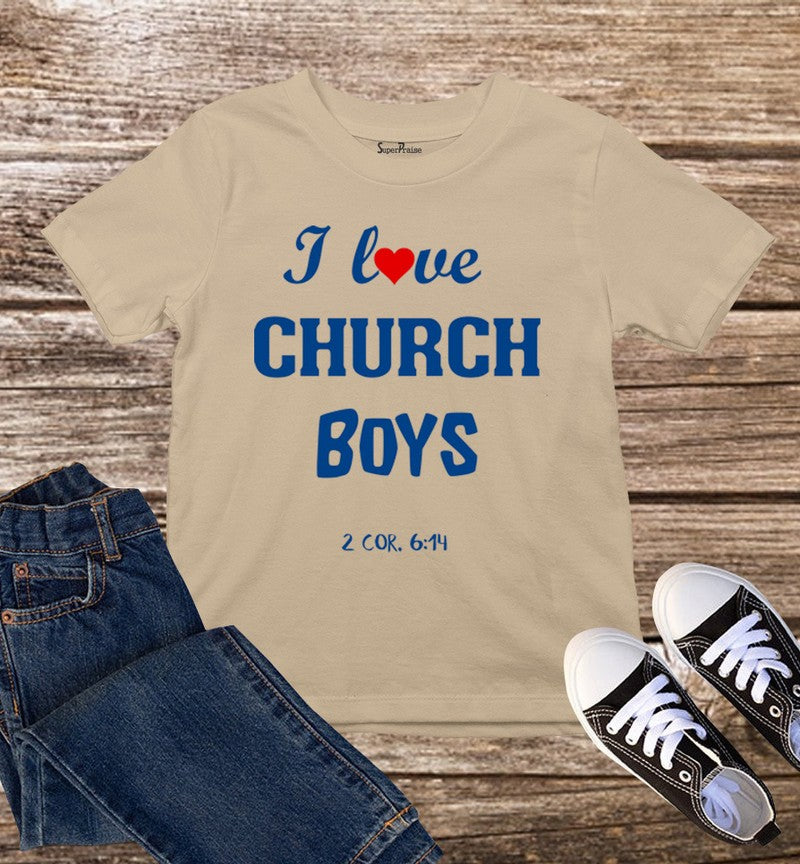 I Love Chruch Boys Kids T Shirt