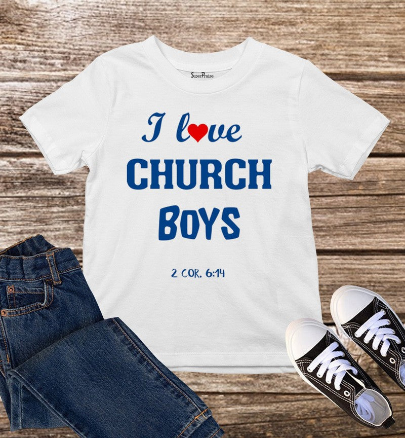 I Love Chruch Boys Kids T Shirt