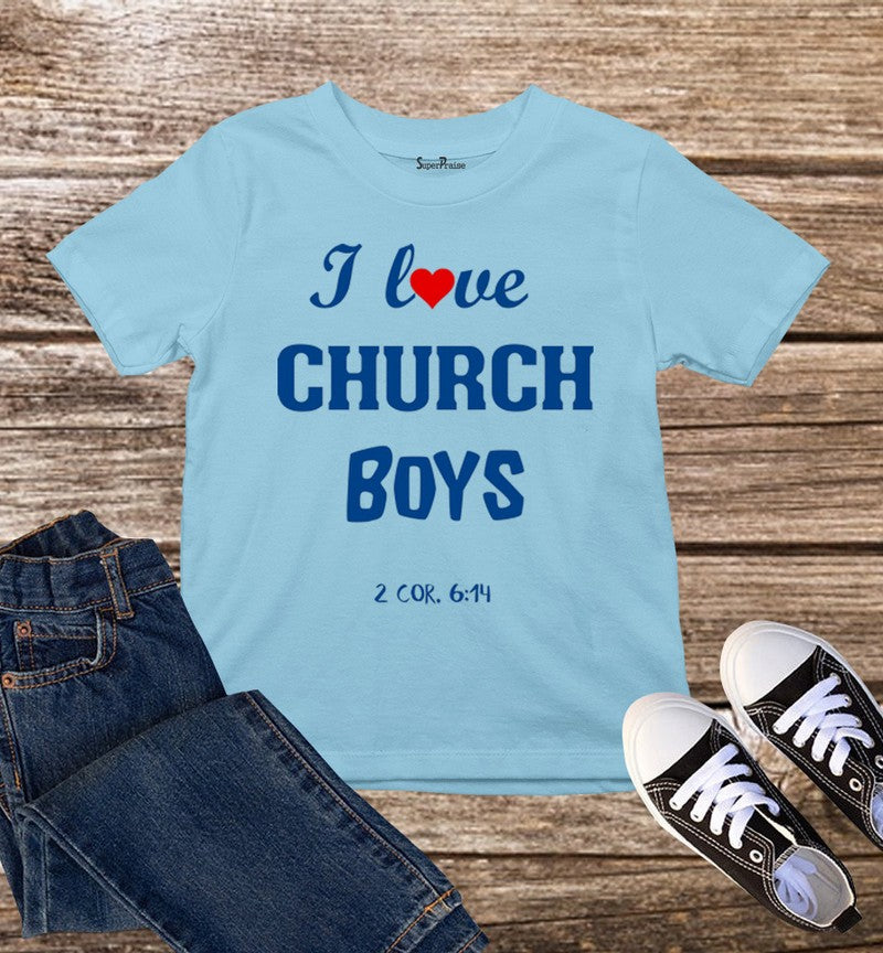 I Love Chruch Boys Kids T Shirt