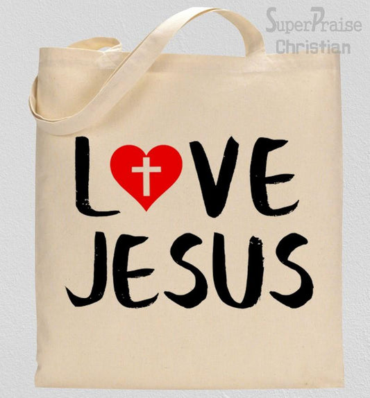 Love Jesus Cross Tote Bag 